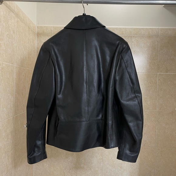 SOLD 😃 NWT  DUNHILL Men’s Black Leather Motorcycle Jacket Sz. S - Picture 8 of 11
